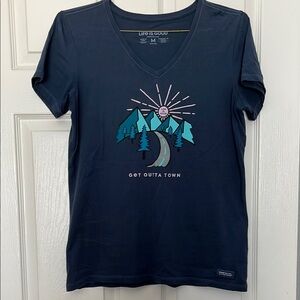 Life Is Good Blue Fitted Short Sleeve Tee